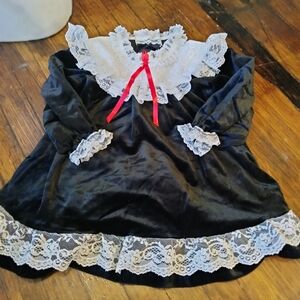 Vintage Evy Holiday Dress Black with Red Bow Size 4